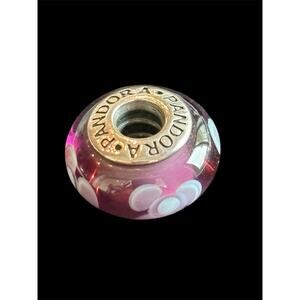 Pandora Purple Flowers Murano Glass Charm Bead Ale 925 Sterling Silver
